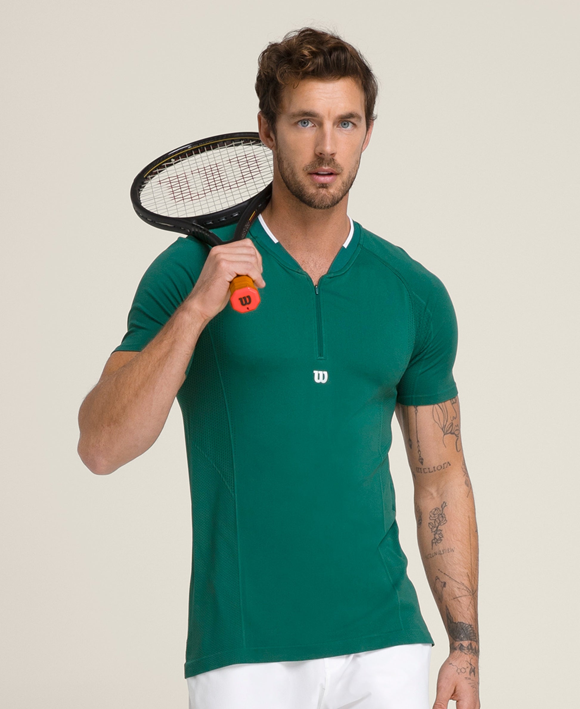 Player'S Seamless Zip Henley - Field Green