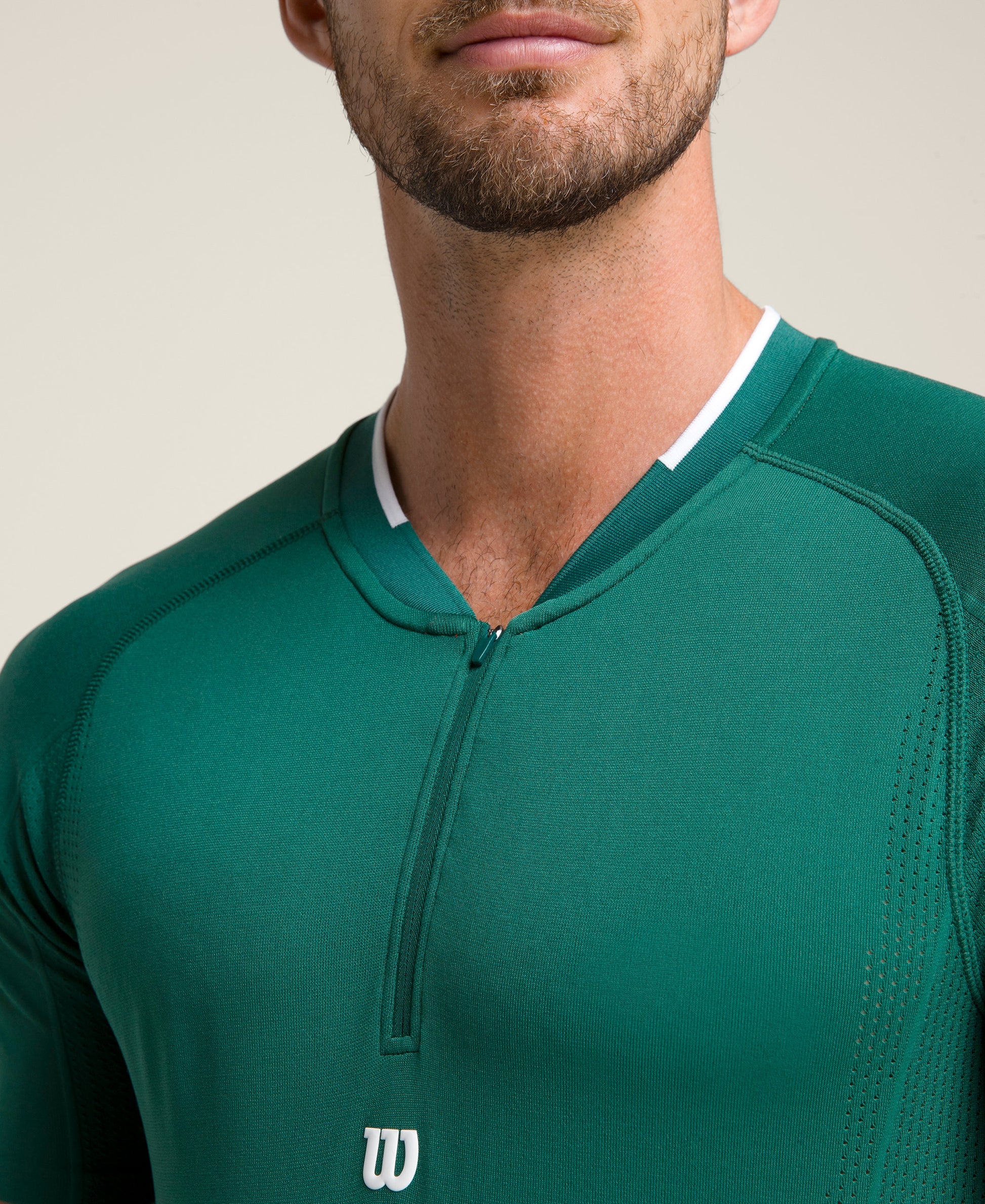 Player'S Seamless Zip Henley - Field Green