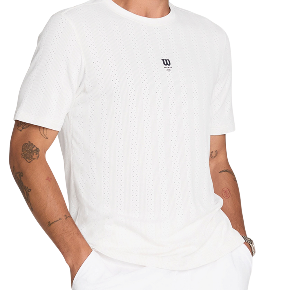 Wilson Men's Game Point Seamless Tee in Bright White with lightweight seamless design