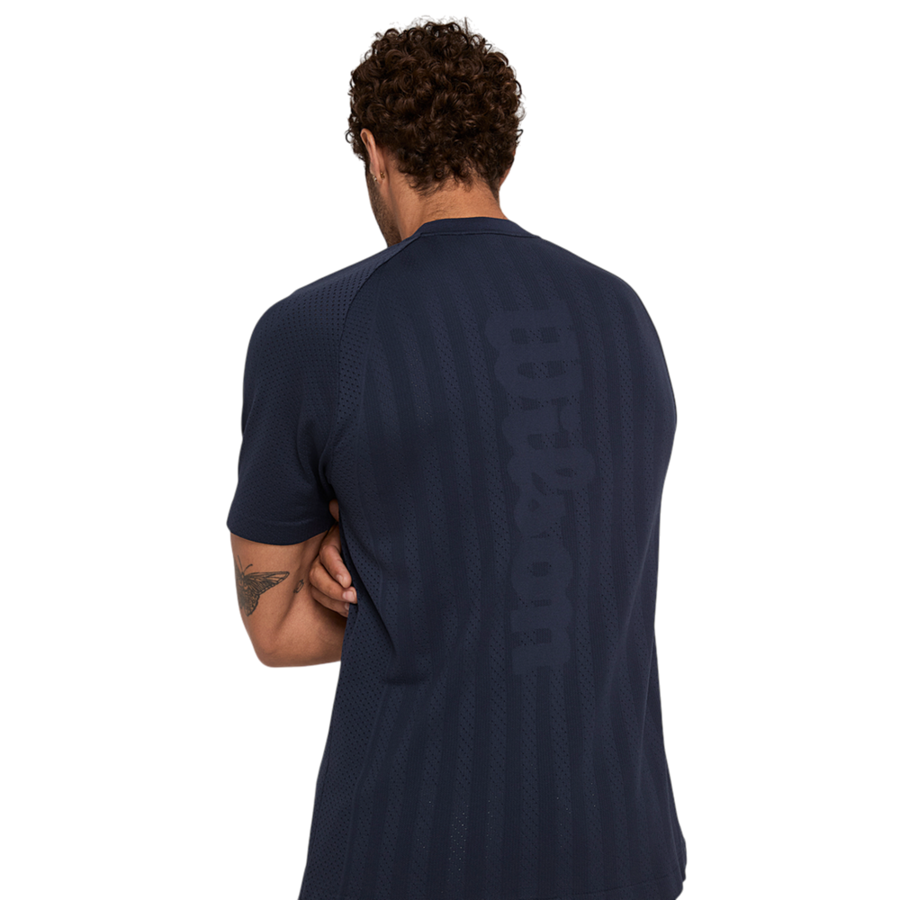 Wilson Game Point Seamless Polo Classic Navy with engineered ventilation and zip placket