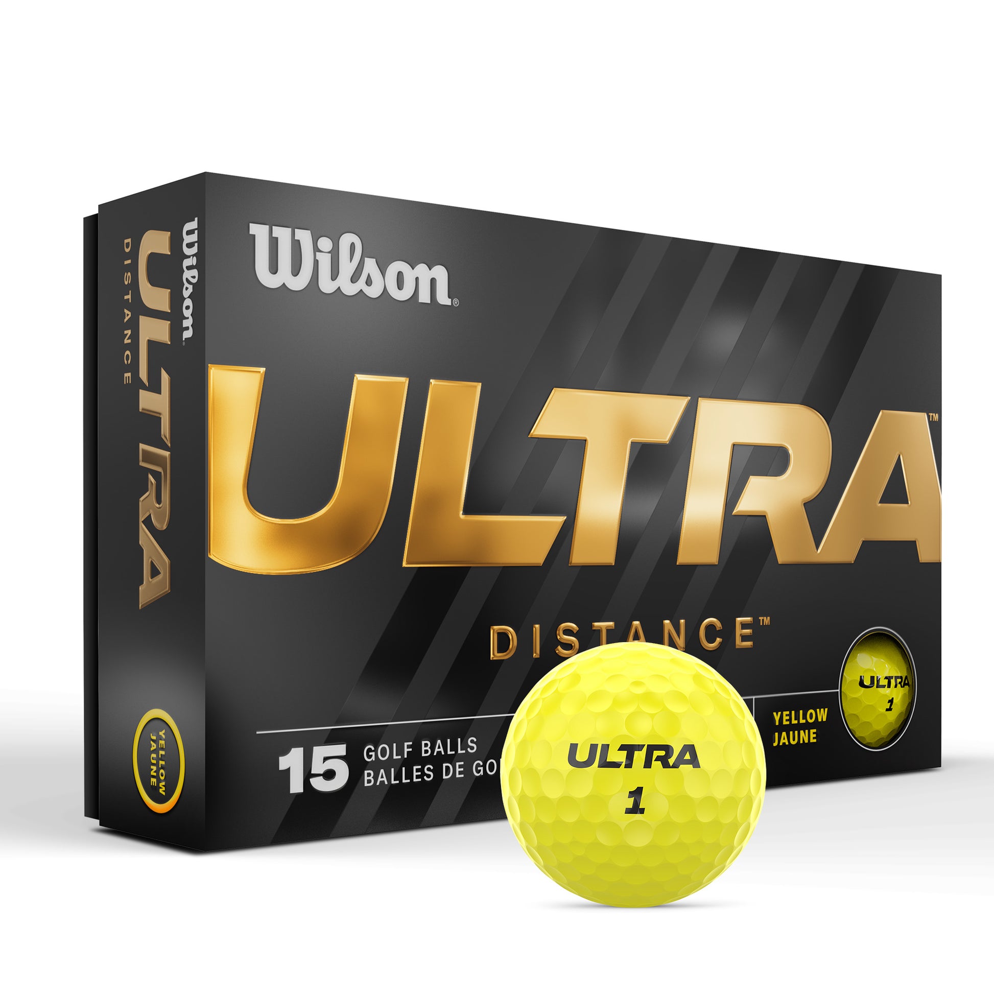 Wilson Ultra Distance Golf Ball, Pack of 15, Yellow