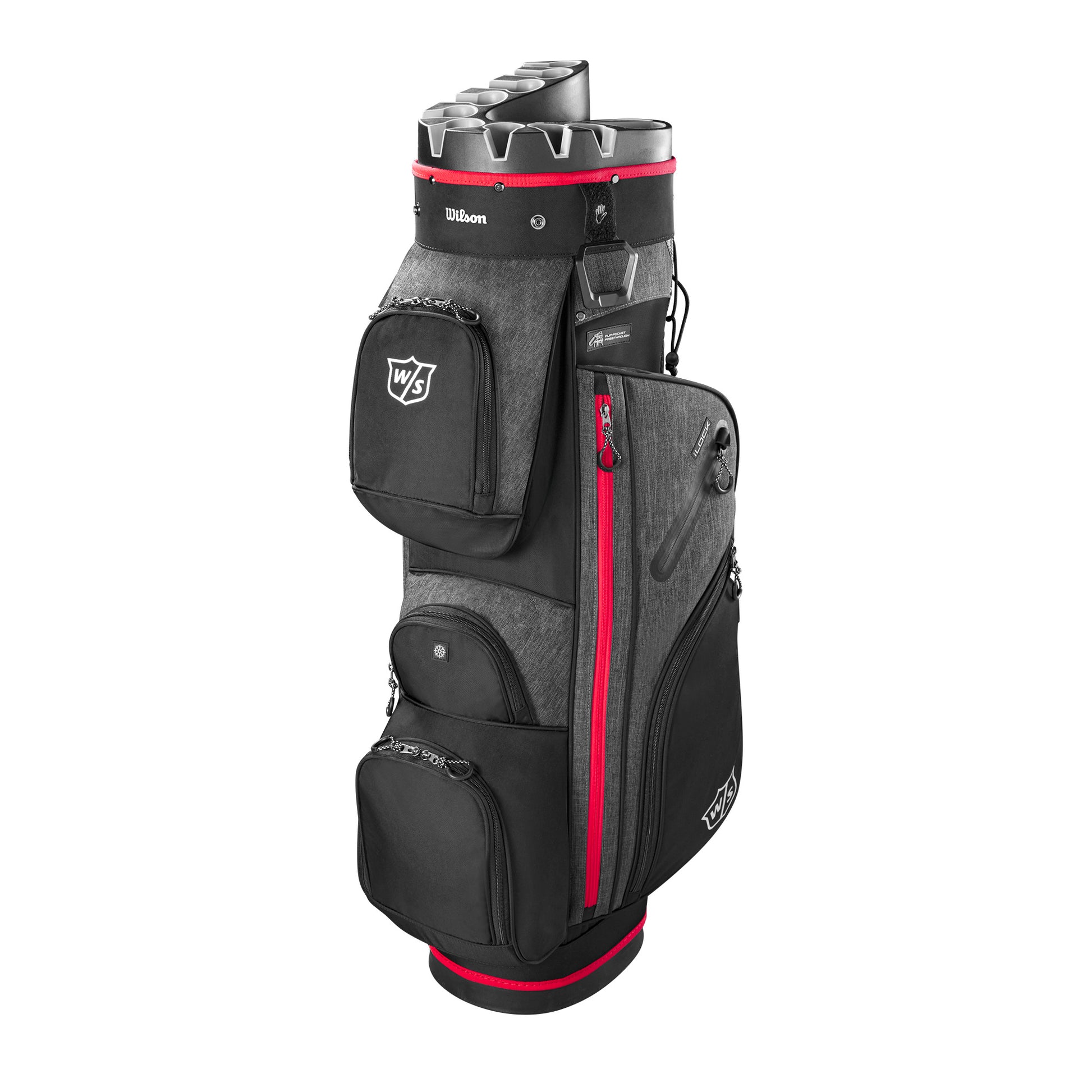Wilson Staff I-Lock 3 Golf Bag Cart, Black/Red