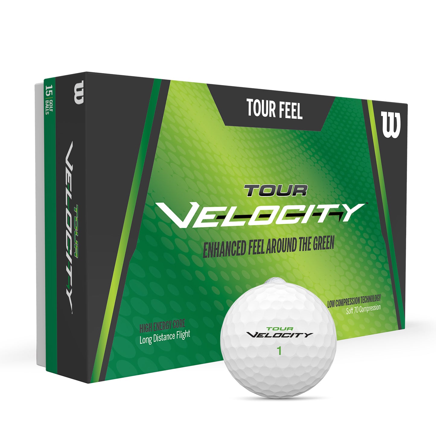 Wilson Tour Velocity Feel Golf Ball, Pack of 15, White