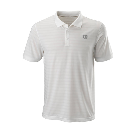 MEN'S STRIPE TENNIS POLO - WHITE - WilsonME