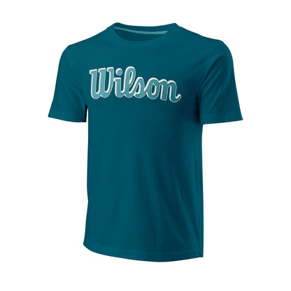 MEN'S SCRIPT ECO COTTON TENNIS SLIMFIT TEE - BLUE CORAL - WilsonME