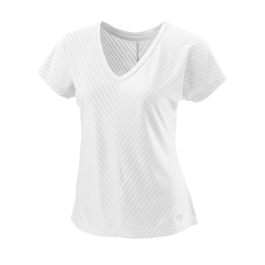 WOMEN'S TENNIS TRAINING V-NECK T-SHIRT II - WHITE - WilsonME
