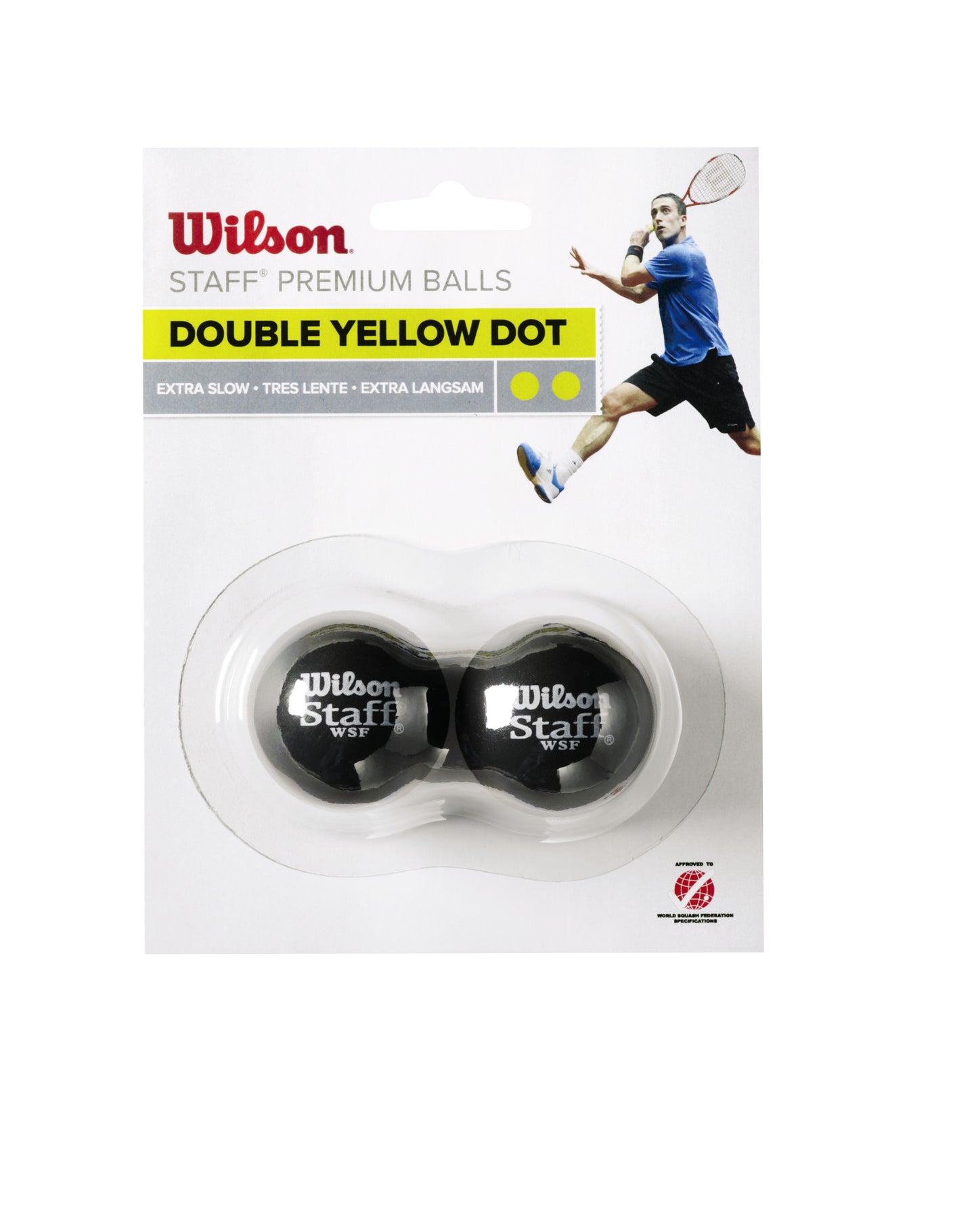 Wilson Staff Squash 2 Ball Double Yellow Dot, Black