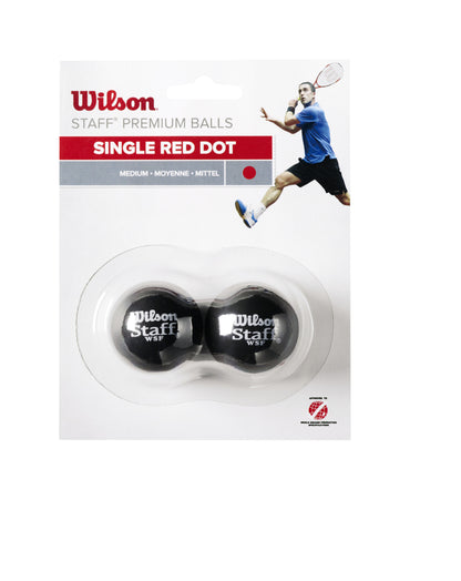 Wilson Staff Squash 2 Ball Red Dot, Black