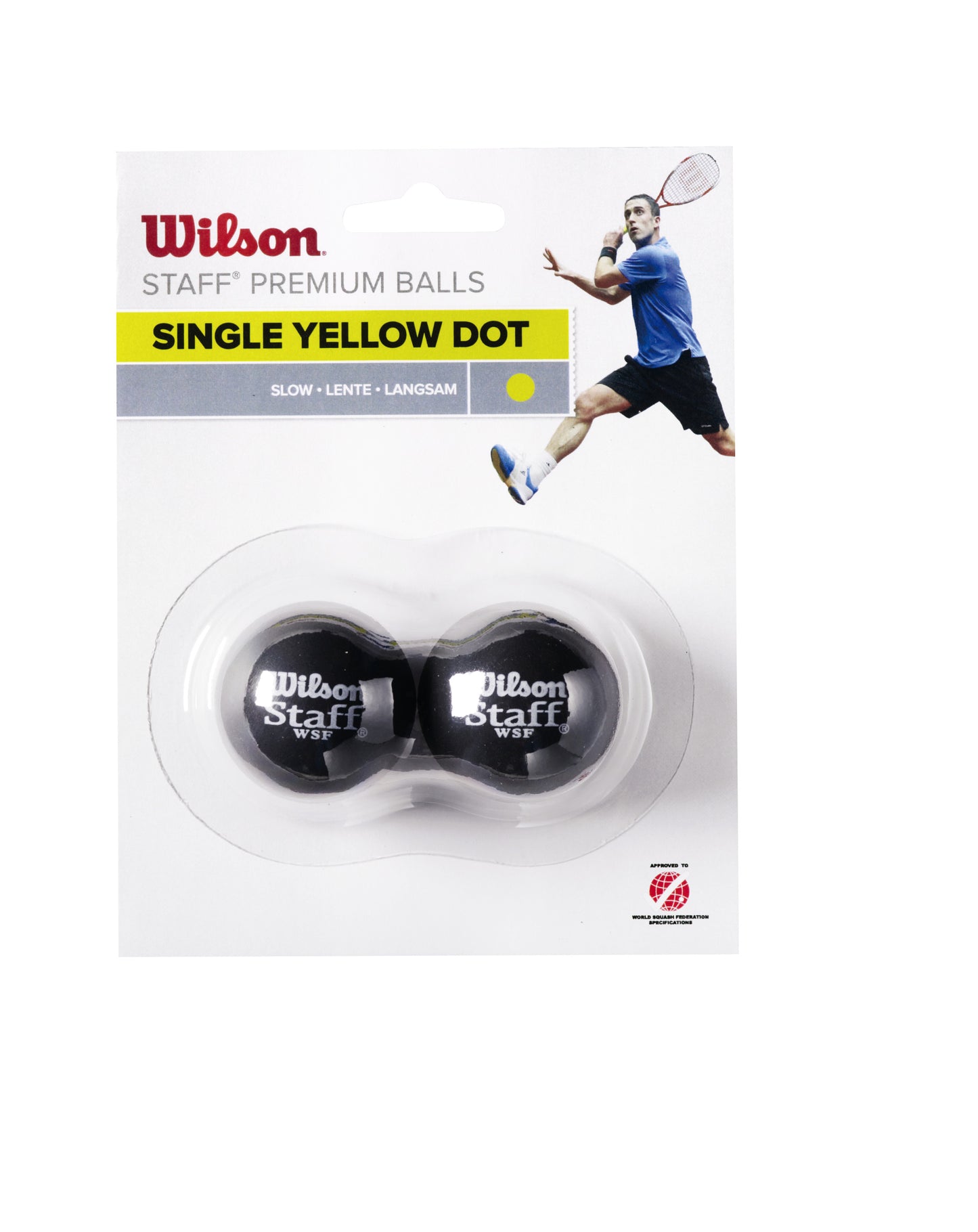 Wilson Staff Squash 2 Ball Yellow Dot, Black