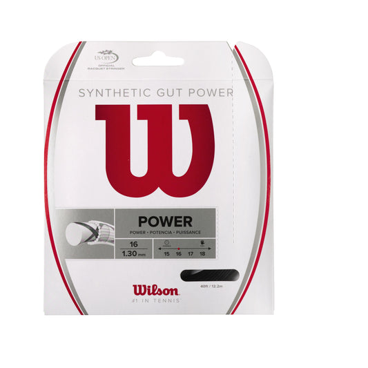 Wilson Synthetic Gut Power 16 Set Tennis Racket String, Black