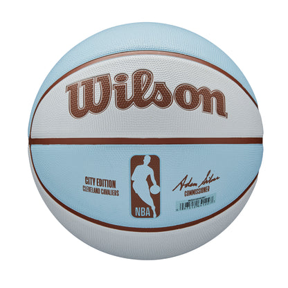 Wilson NBA TEAM CITY EDITION BASKETBALL CLEVELAND CAVALIERS White/Light Blue WZ4016506XB